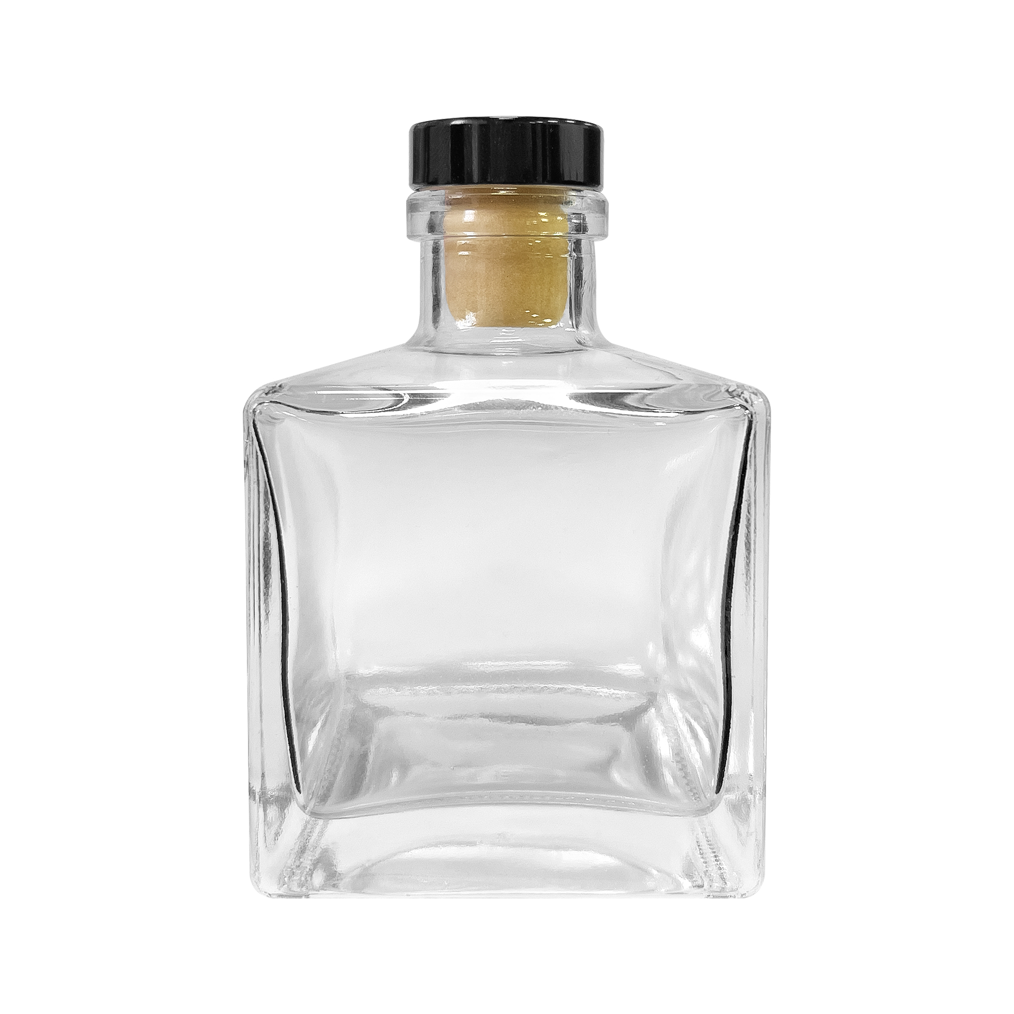 barley perfume bottle with black stopper, square 175ml