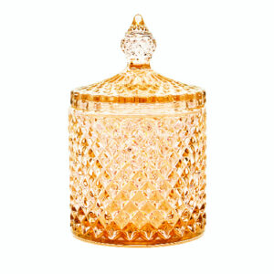 K10001LAG Küünlaklaas kaanega merevaigu kollane 220ml, h138 x 82mm