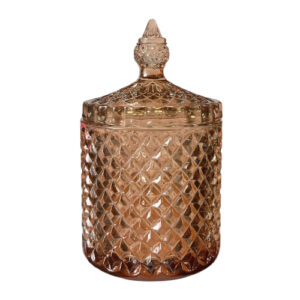 Küünlaklaas kaanega tume merevaik läikiv 300ml, h138 x d82 mm